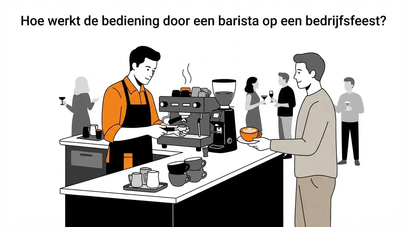 Hoe werkt de bediening door een barista op een bedrijfsfeest?