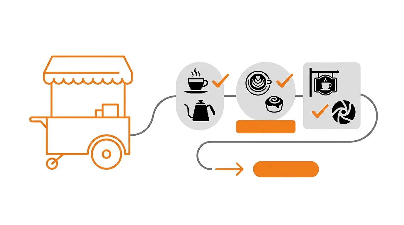 4. Kies het menu en de uitstraling van uw mobiele koffiebar