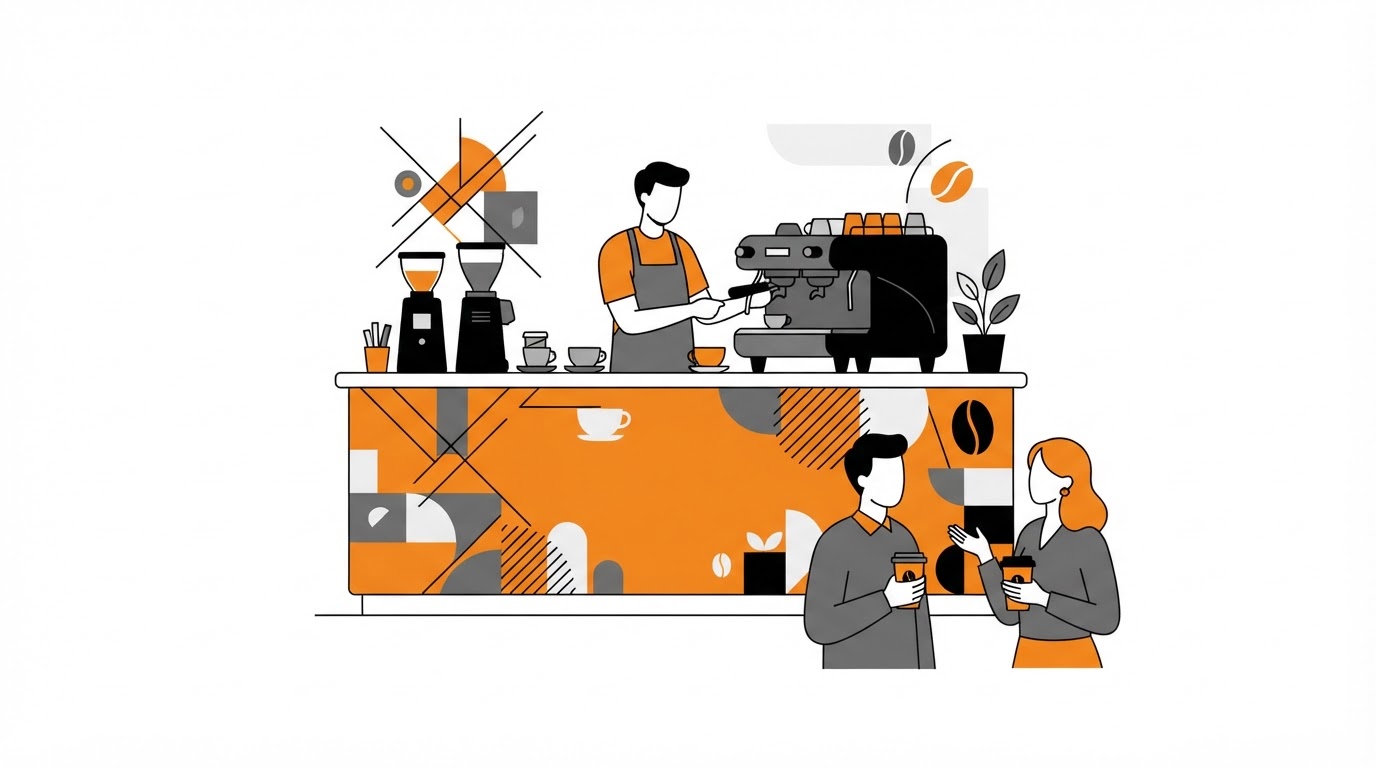 Koffiebar met eigen branding voor merkbeleving op een evenement