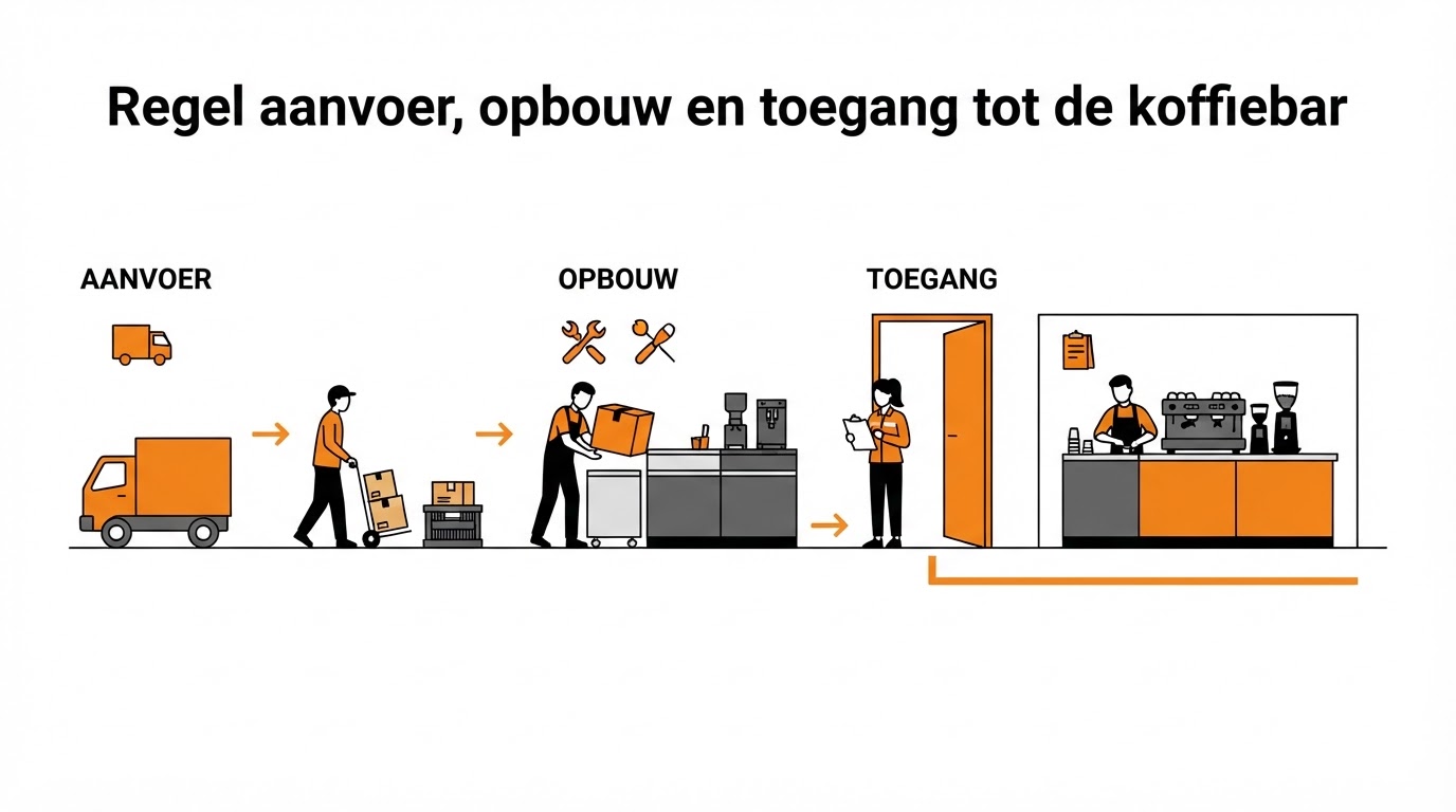Regel aanvoer, opbouw en toegang tot de koffiebar