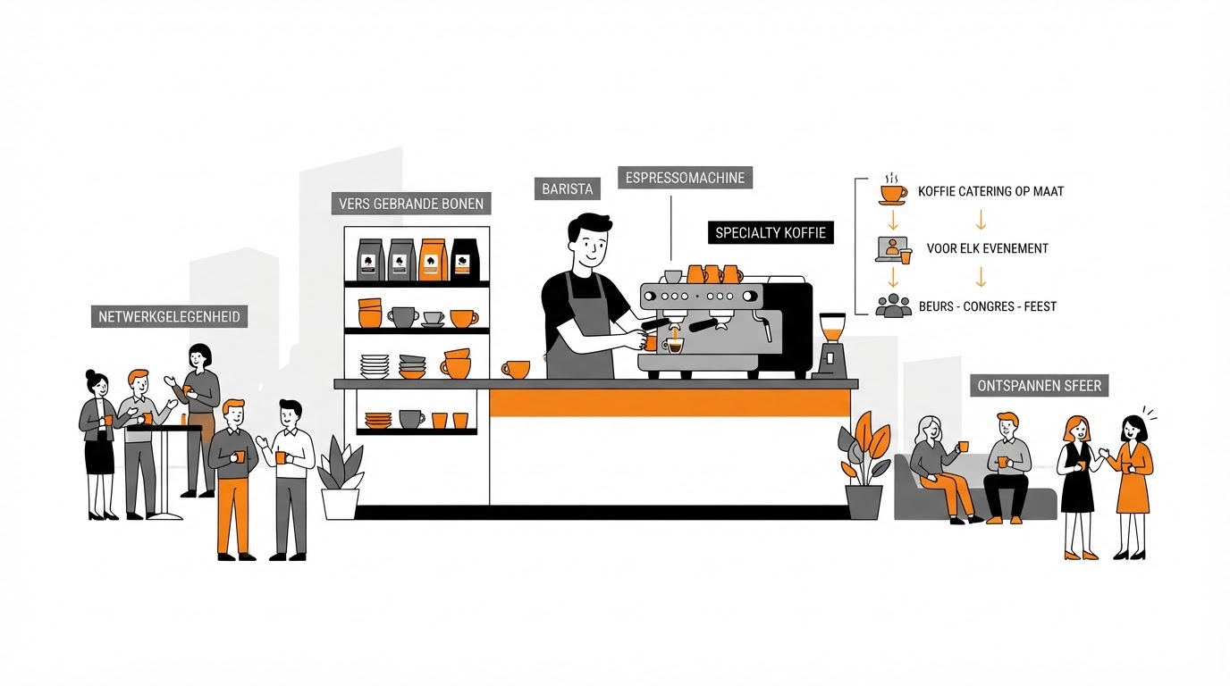 Specialty coffee catering voor een beurs, congres of feest